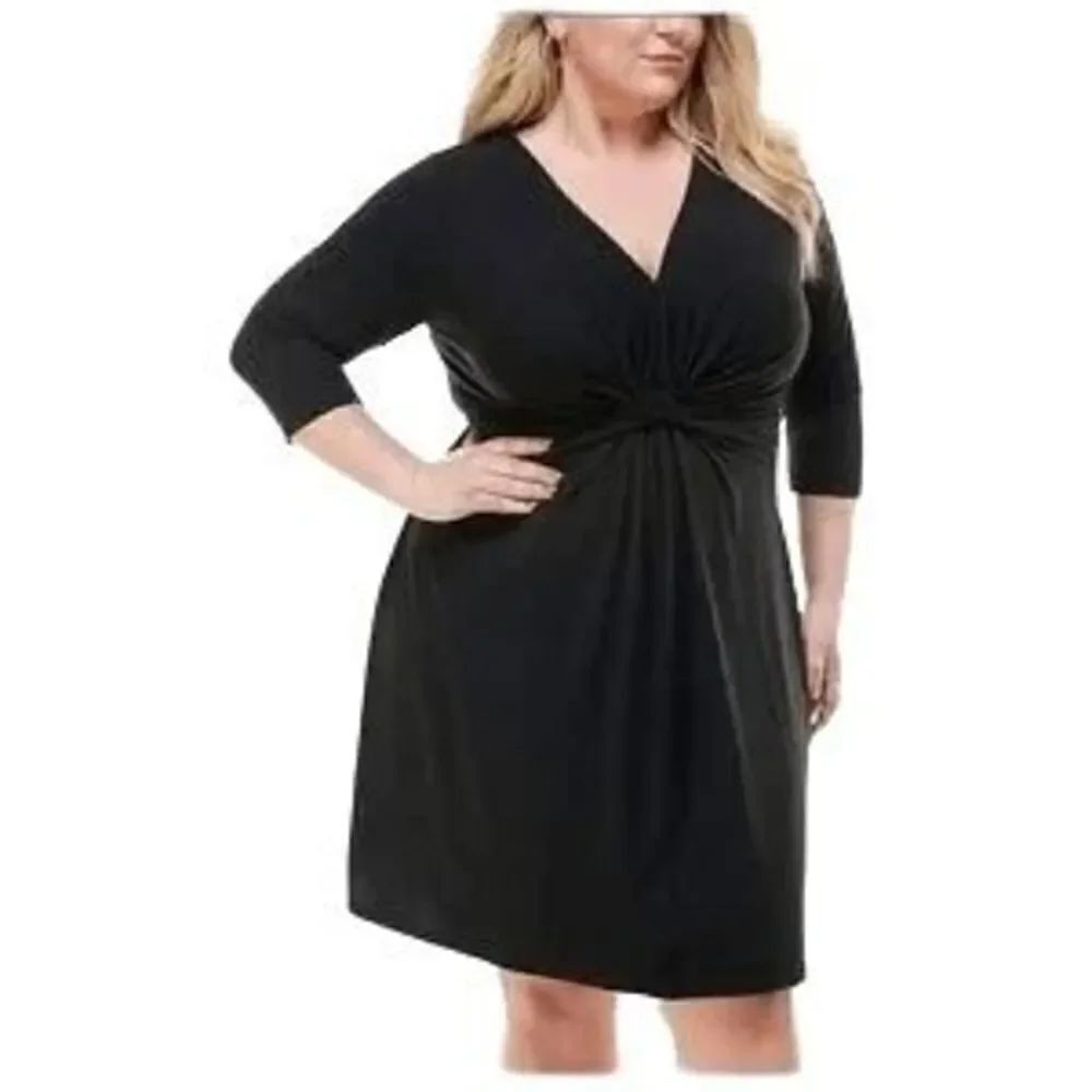 Kingston Grey Twist-Front Dress Black 2X